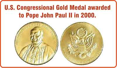 u.s. congressional medal awarded to pope john paul ii in 2000
